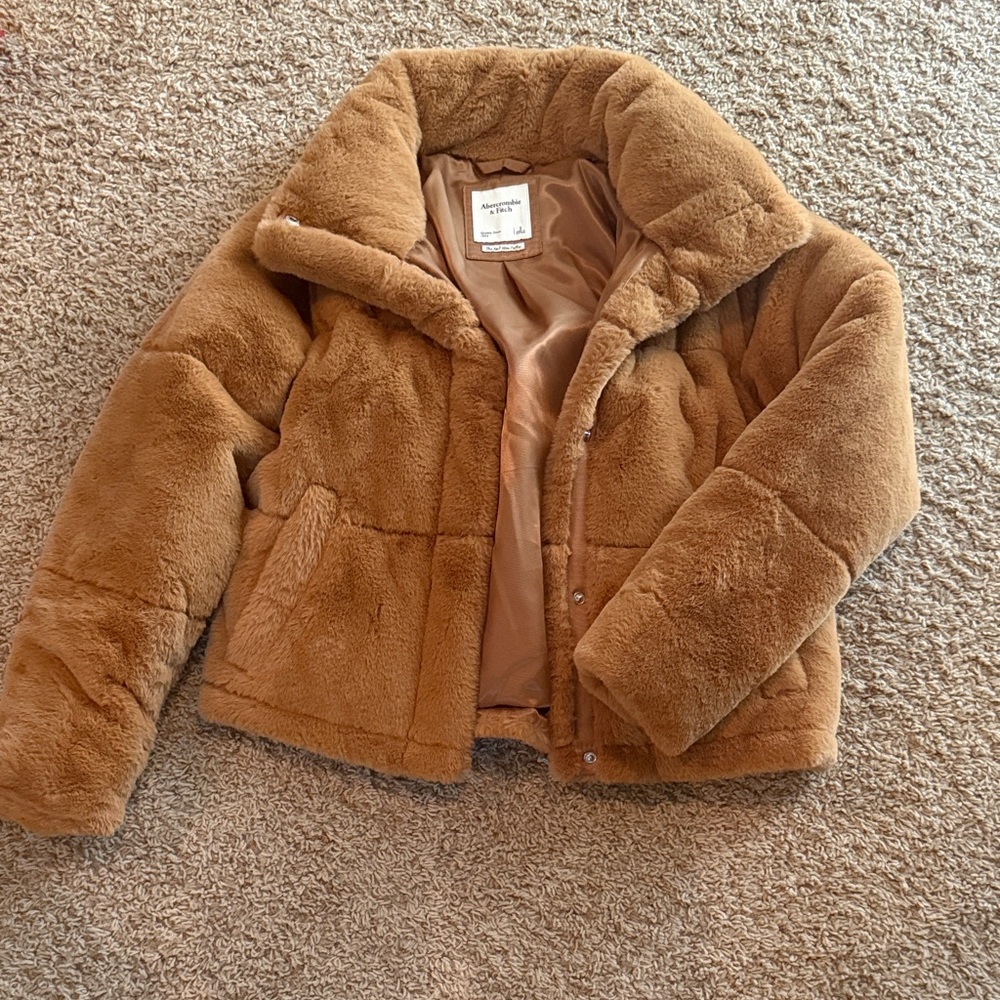 Abercrombie & Fitch Brown Faux Fur Puffer Jacket